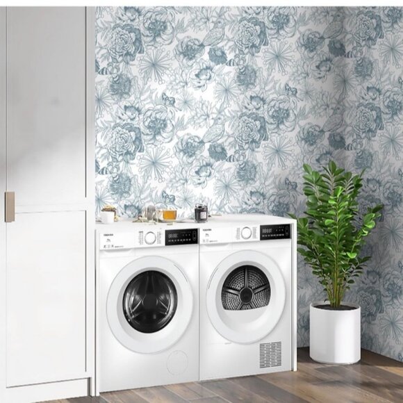 Floral Peel and Stick Wallpaper Rolls Blue White Contact Paper Bloom 8 available - Picture 6 of 11